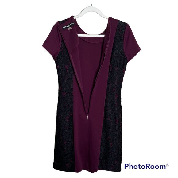 Karl Lagerfeld Paris Womans Color Block Dress With Lace Size 4 - Picture 4 of 9